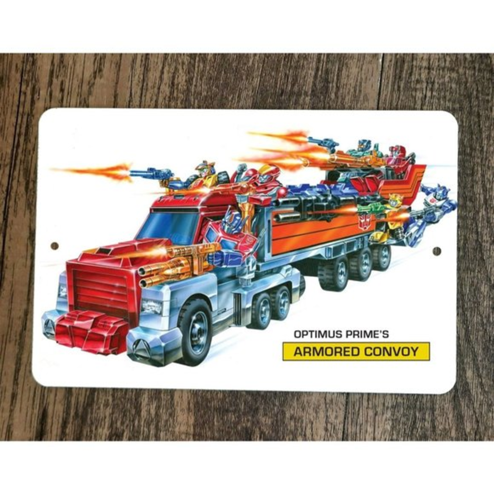 Optimus Prime‎ Armored Convoy Art Transformers 8x12 Metal Wall Sign Retro 80s